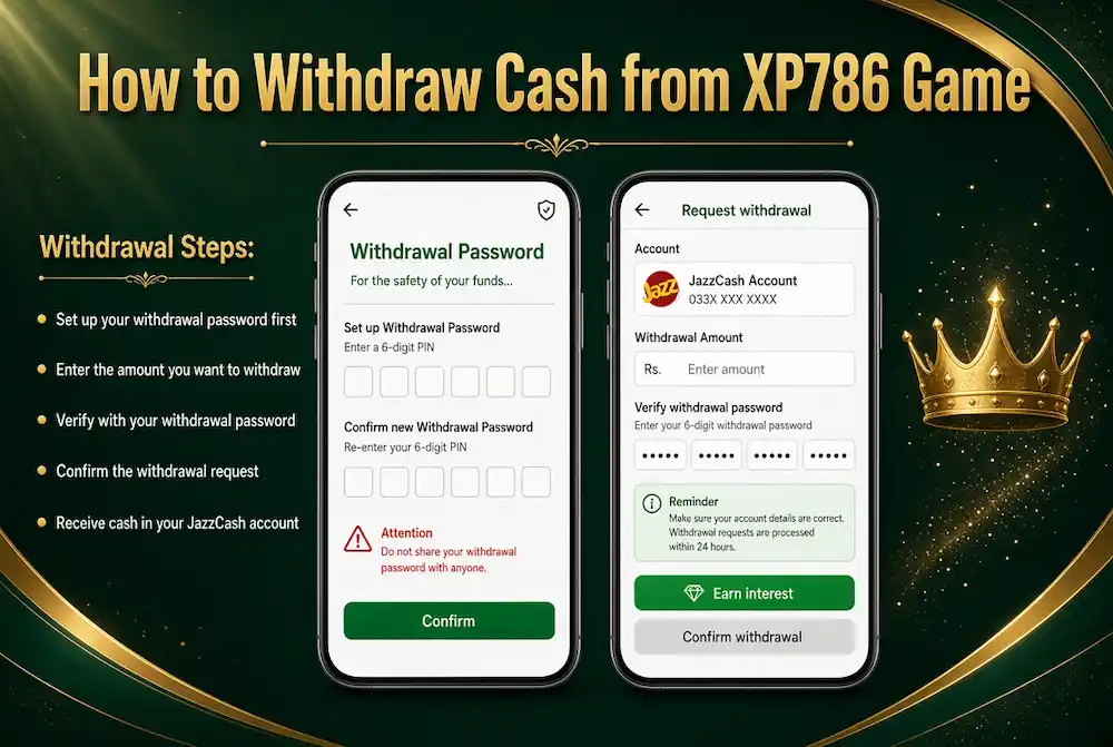 Withdrawal money from xp786 game